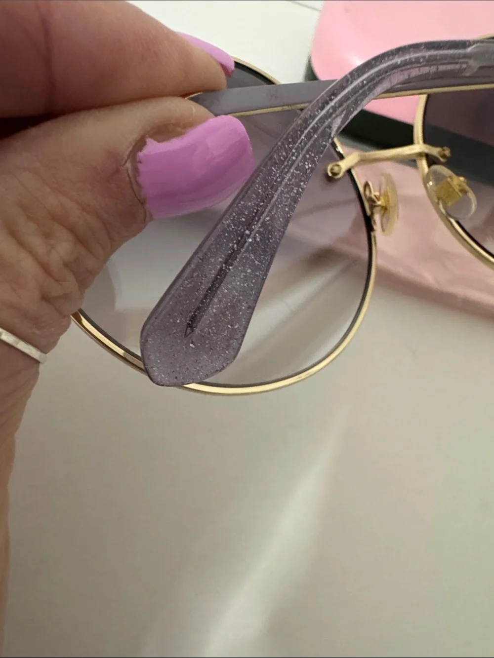Kate Spade Hello Sunshine 2 Sunglasses - Gold / Lavender Glitter Aviator + Case